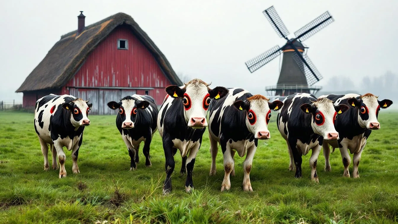 Waarom boeren ogen op hun vee schilderen om roofdieren op afstand te houden